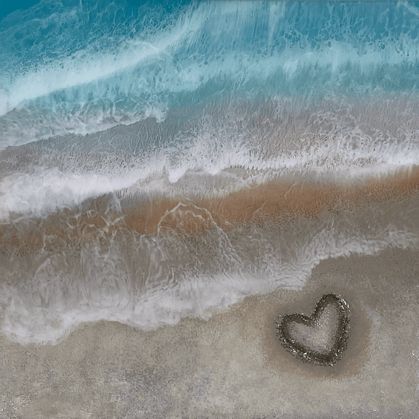 Love in the Sand - Custom Epoxy Resin Art Piece